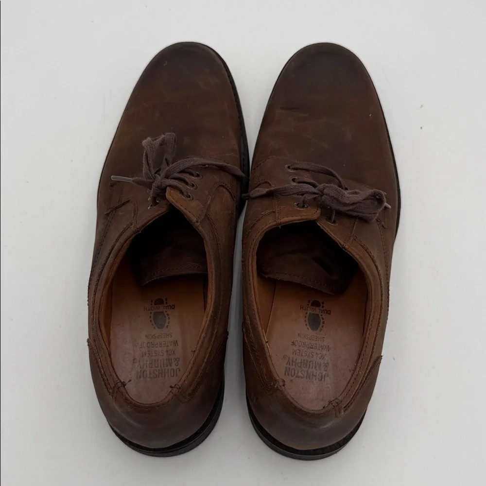 Johnston & Murphy Dark Brown Leather Oxfords Mens 10.5M casual office retro Y2K